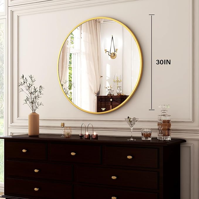 HARRITPURE Round Mirror 30 Gold Wall Mounted Circle Mirrors Vanity Mirror - Image 6