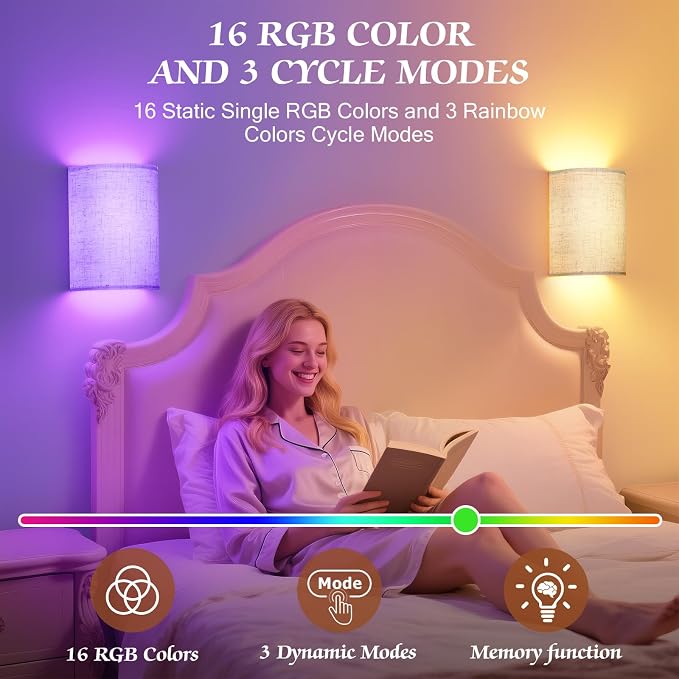 OCATO Battery Operated Wall Sconce: Wireless Wall Sconces Set of Two Magnetic - Image 4