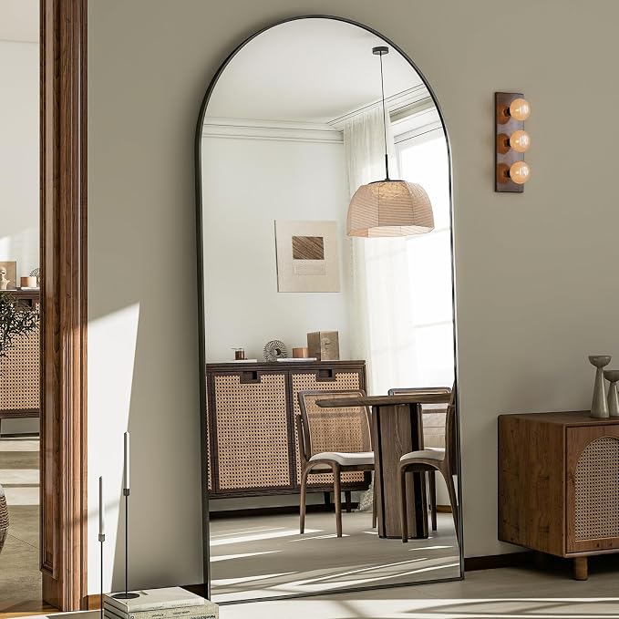 GLSLAND-30x71 inch Wall Mount Arched Full Length Mirror-Aluminum Alloy Frame - Image 7