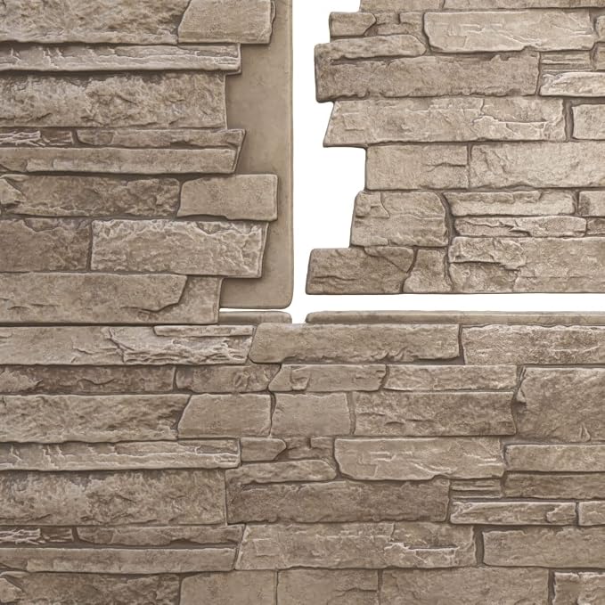 EverStone Acadia Ledge Faux Stone Panel, Soft Ash Color - Image 9