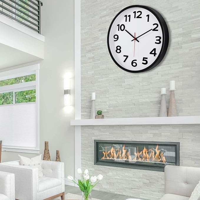 Keepcross 14 Inch Wall Clock Battery Operated Silent Non-Ticking, 3D Big - Image 7