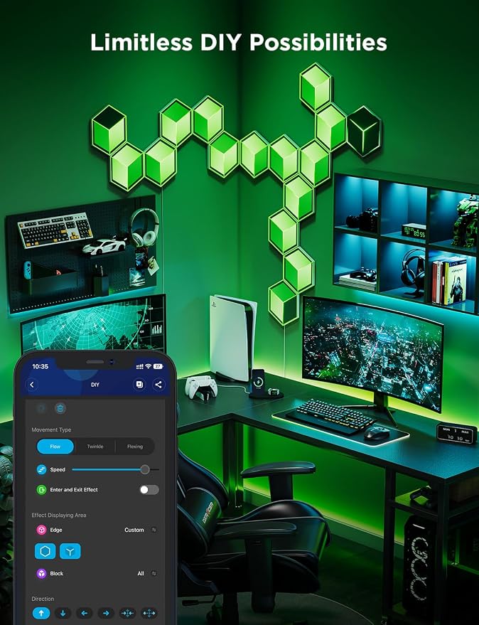 Govee Glide Hexagon Light Panels Ultra, RGBIC 3D Wall Lights - Image 3