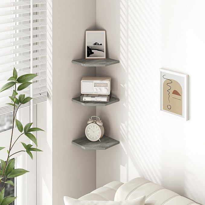 Fun Memories Corner Shelf Wall Mount, Floating Corner Shelves, Rustic Wood Wall - Image 2