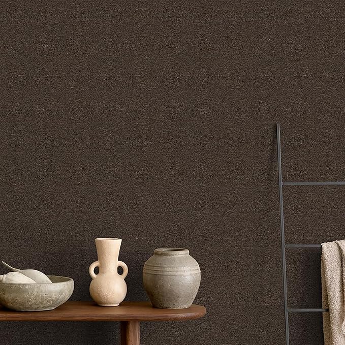 Brown Peel and Stick Wallpaper Slight Velvety Feeling Woven Fabric Grasscloth - Image 5
