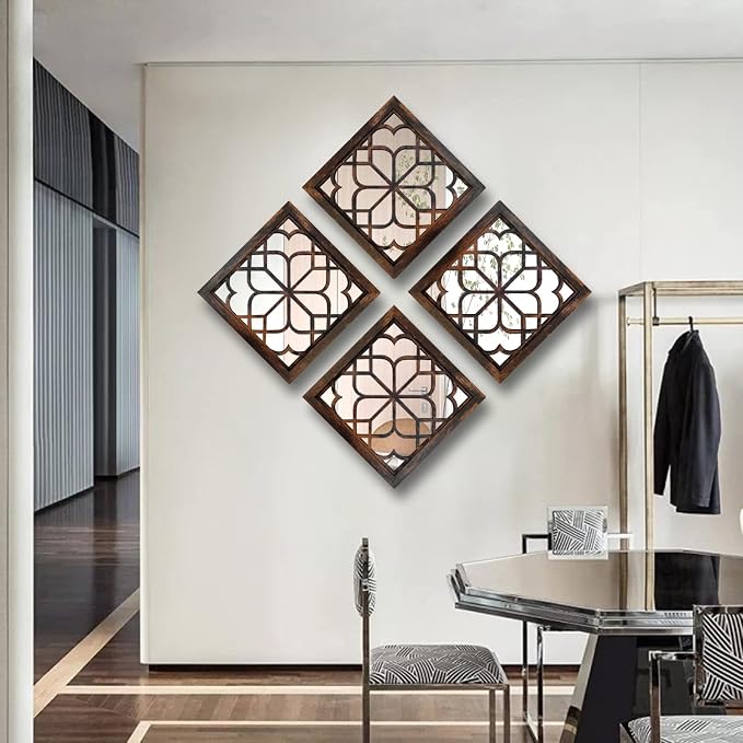 Wocred 2 PCS Square Wall Mirror, Gorgeous Rustic Farmhouse Accent Mirror - Image 5