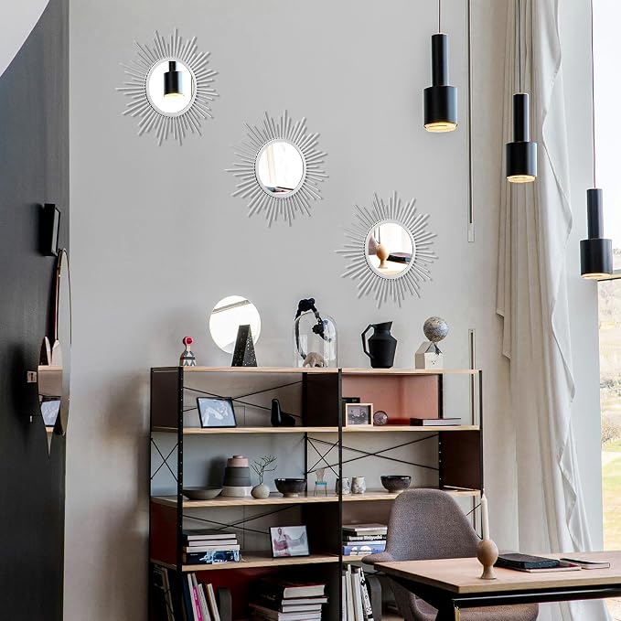 3 Set Sunburst Mirrors for Wall Decorative Metal Mirrors Small Mirror Sets - Image 5