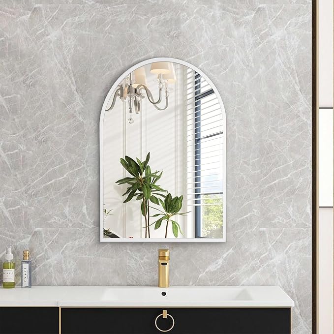 Arched Wall Mirror, Brushed Metal Frame Mirror, Arch Bathroom Vanity - Image 3