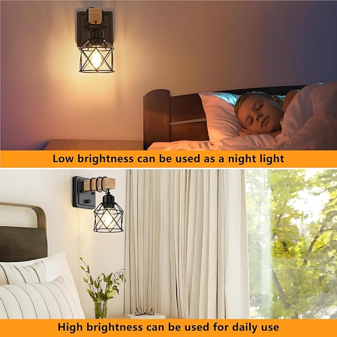 FadimiKoo Farmhouse Wall Sconces 4 Pack, Bedside Wall Lamps - Image 6