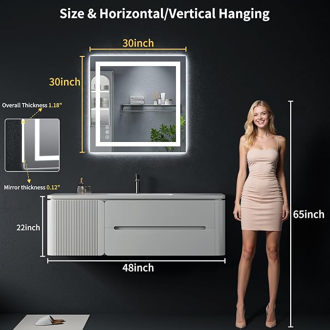 30"x30" LED Bathroom Mirror - Image 9