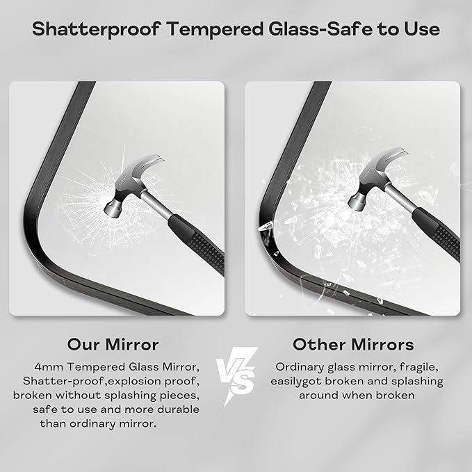 Black Metal Framed Bathroom Mirror - Image 4