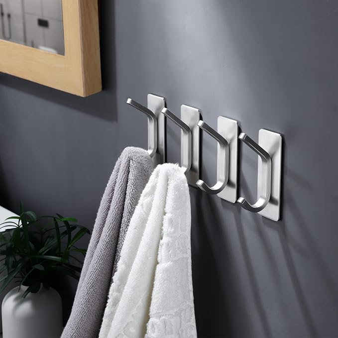 DELITON Adhesive Towel Hooks for Bathroom - Image 3