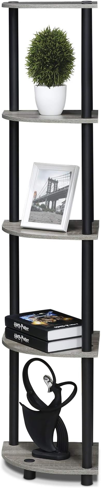 Furinno TURN-N-TUBE Corner Shelf, 5-Tier Corner Bookshelf, Open Storage Shelves - Image 5