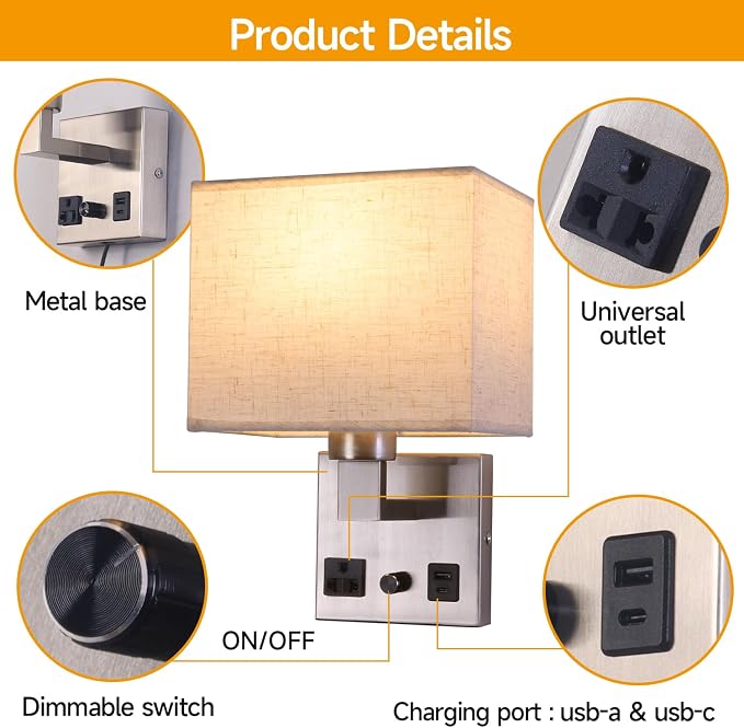 Bedside Wall Lamp for Bedroom, Plug in Wall Sconce - Image 5