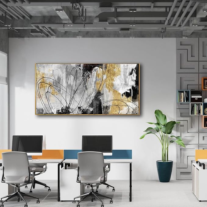 YJYart Abstract Wall Art Office Decor Gold Wall Decor - Image 4