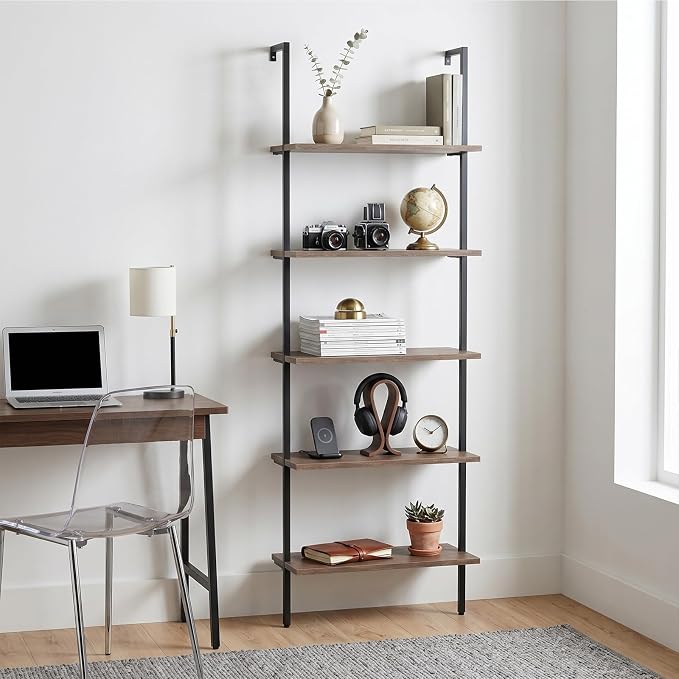 aboxoo Ladder Shelf 2PCS Open Bookshelf 5-Tier Wall-Mounted Wood Bookcase Rack - Image 10