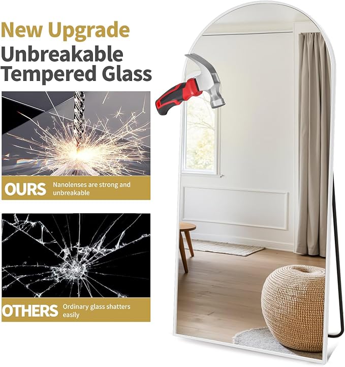 Dewfig Arched Full Length Mirror, Oversized Full Body Mirrors - Image 6