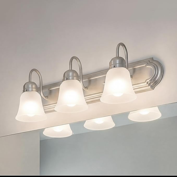 Kichler 24" 3-Light Vanity Bath Light in Brushed Nickel, Modern Bathroom Light - Image 4