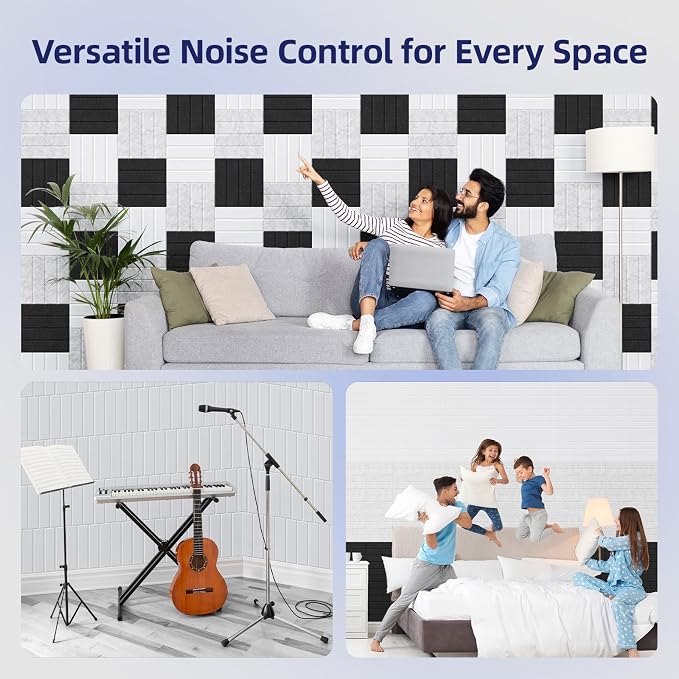 Vieshful Self Adhesive Acoustic Panels – 12"x12"x0.4" High-Density Soundproof - Image 4