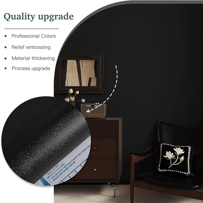 Dimoon 17.7''x393'' Peel and Stick Wallpaper Black Contact Paper - Image 8