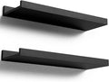 Boswillon Floating Shelves Wall Mounted Set of 2, Modern Black Wall Shelves by Boswillon