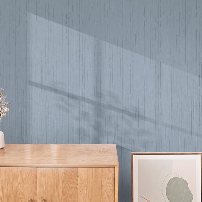 Grasscloth Peel and Stick Wallpaper Grey Blue 15.74" x 472.44" Modern Textured - Image 3