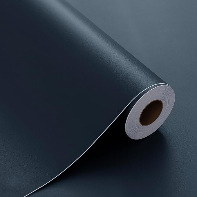 FUKU MON 24"x394" Navy Blue Peel and Stick Wallpaper Matte Blue Contact Paper by MeetyourallDIYneeds