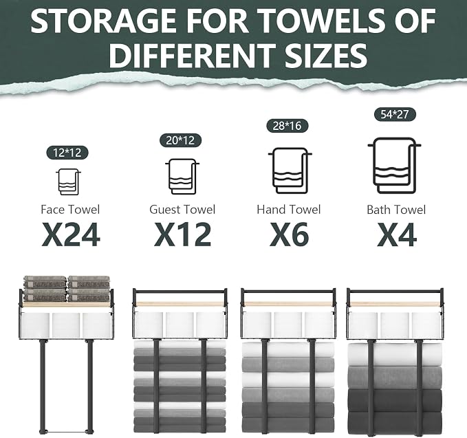 Xstydes Towel Racks for Bathroom, Metal Towel Holder - Image 6
