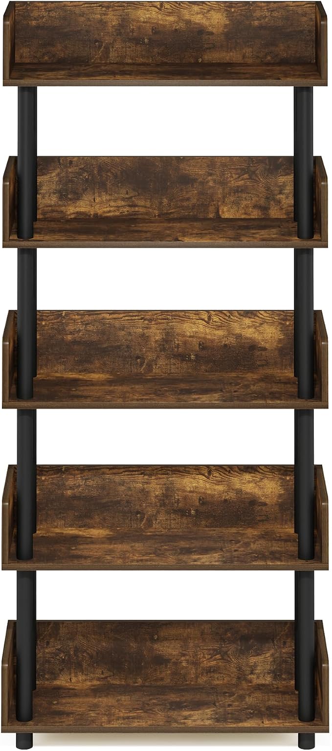 Furinno TURN-N-TUBE 5-Tier Display Shelf, Storage Shelves, Book Shelf, Open - Image 6
