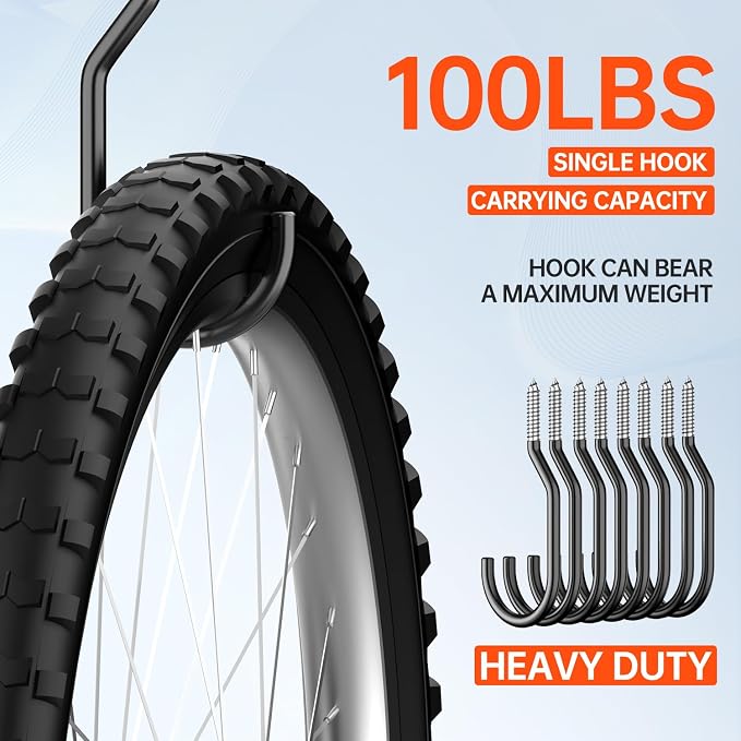 GURADESIGN 8-Pack Heavy Duty Bike Hook, Loading Capacity 100 LBS, 6 inch - Image 5