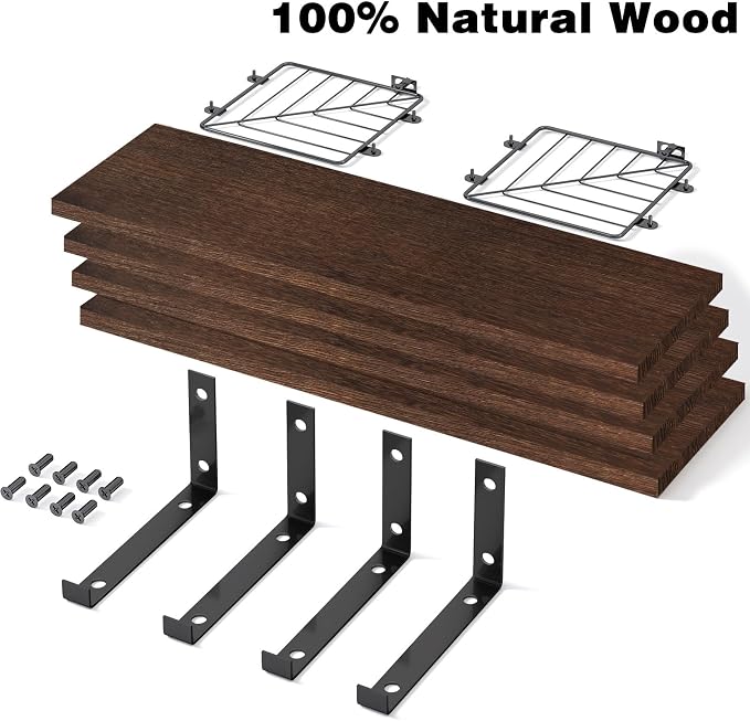 Fixwal Bathroom Floating Shelves Over Toilet, 15.8in Farmhouse Rustic Wood - Image 4