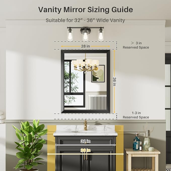 Briivue 28x36 Inch Black Bathroom Mirror - Image 2