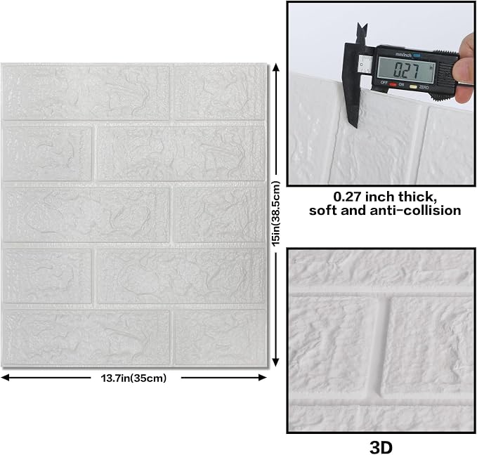 10PCS 3D Wall Panels Peel and Stick Foam, Self-Adhesive Decorative 3D Brick - Image 3