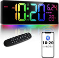 16" Bluetooth Large Digital Wall Clock/Auto Time Sync, 10 RGB Colors Digital by Xflyee
