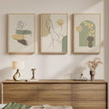 Framed Abstract Boho Wall Art for Living Room, 3 Piece Large Neutral Canvas by MXART