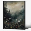 Dark Flower Field Poster Vintage Moody Academia Wall Art 12X16 inch Black by rumlud