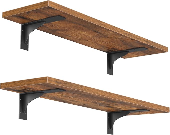 HOOBRO Floating Shelves for Wall, 15.7" Wall Mounted Shelves Set of 2, Hanging by HOOBRO