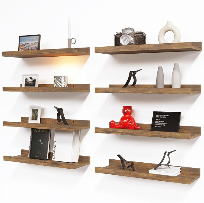RICHER HOUSE 8 Set Floating Wall Mounted Shelves, Nursery Hanging Book Shelves by RicherHouse