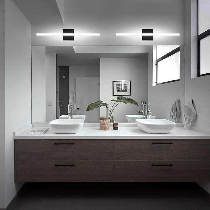 Combuh Bathroom Light Fixtures Dimmable Black Vanity Lights Bar 24 Inch 14W - Image 5