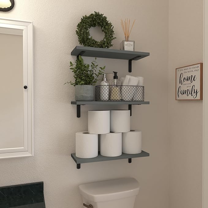 WOPITUES Wood Floating Shelves Set of 6, Shelves - Image 4