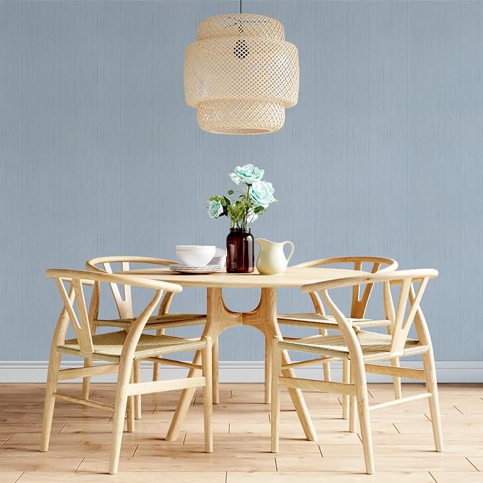 Blue Grasscloth Peel and Stick Wallpaper A Set of 23.6" X 480" Self-Adhesive - Image 4