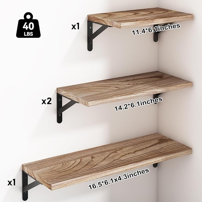 YGEOMER Floating Shelves for Wall Mounted Wall Shelves for Bedroom, Bathroom - Image 3