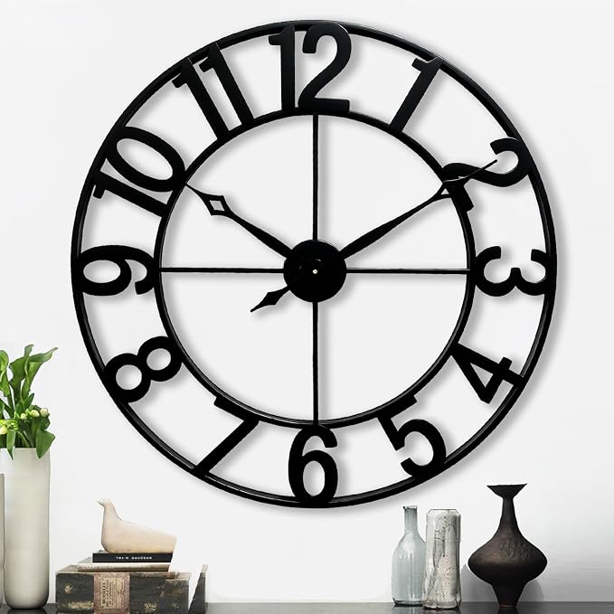 CLXEAST 30 Inch Wall Clocks for Living Room Decor, Oversized Large Black Metal - Image 8