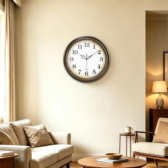 Yoiolclc Wall Clock Battery Operated Silent Non-Ticking Vintage Wall Clocks - Image 5