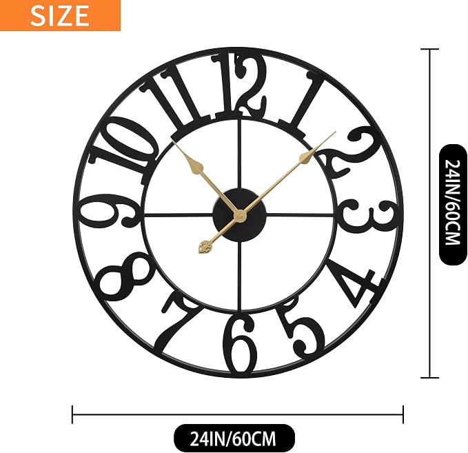 LEIKE Large Wall Clocks for Living Room, Non Ticking, Battery Operated - Image 3