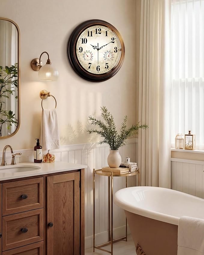 Vintage Wall Clock 16 Inch Quartz Silent Non-Ticking Analog Clock - Image 9