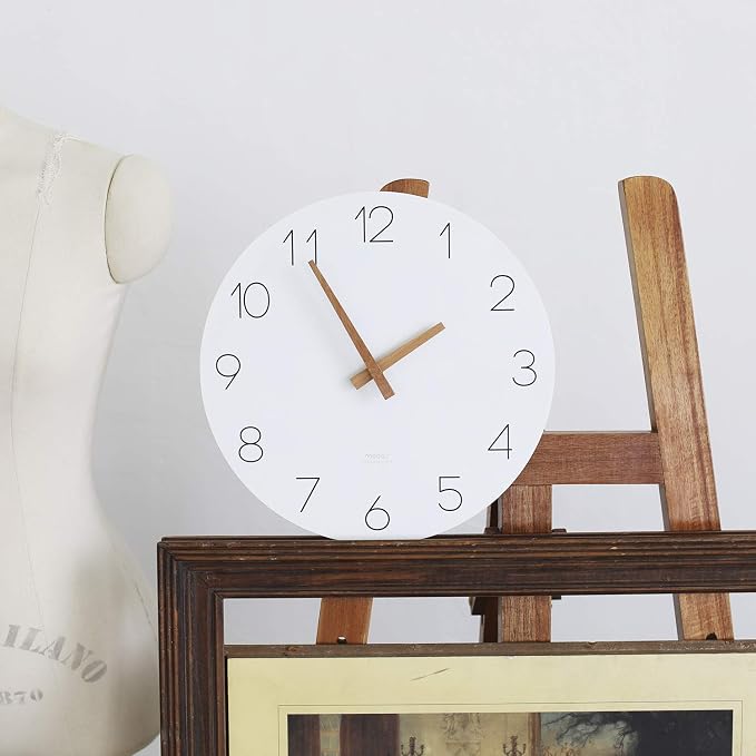 mooas Flatwood Wall Clock, Analog Wall Clock, Silent Non-Ticking 12 inch Modern - Image 9