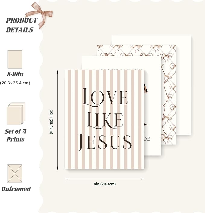 LARTSFRO Coquette Leopard Bow Jesus Wall Art Decor Posters, Y2K Cheetah Leopard - Image 2