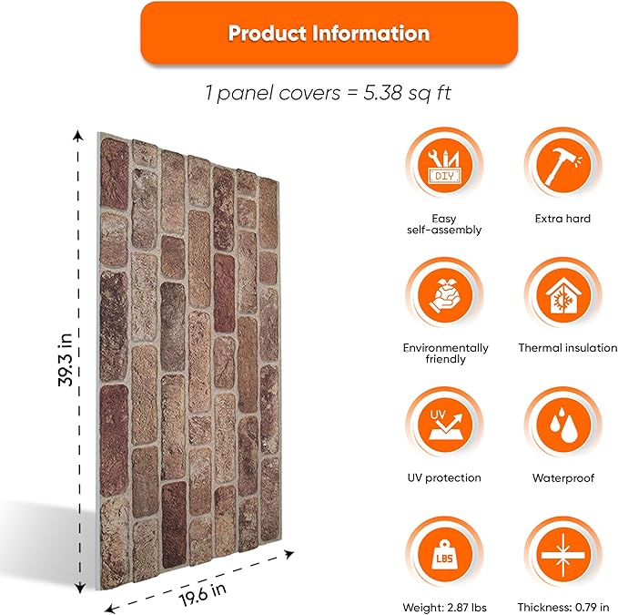 IZODEKOR 3D Wall Panels Brick Effect - Image 3