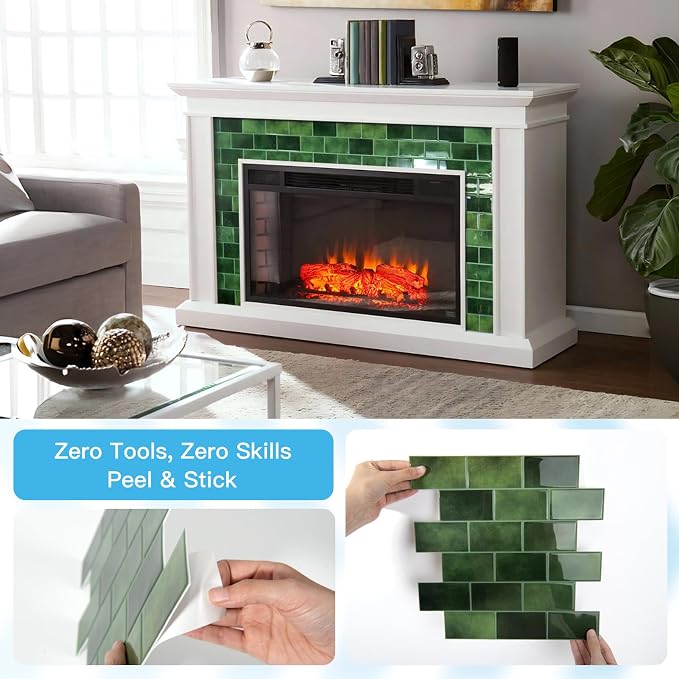 Art3d Peel and Stick Green Wall Tiles – 12"x12" Thicker Design Backsplash - Image 7