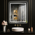 LOAAO 24"X28" LED Mirror for Bathroom, Lighted Bathroom Mirror by LOAAO